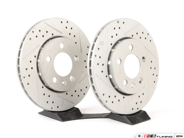 Rear Cross Drilled & Slotted Brake Rotors - Pair (256x22)