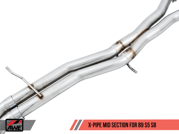 AWE Touring Edition Exhaust for B9 S5 Sportback - Resonated for Performance Catalyst - Diamond Black 102mm Tips