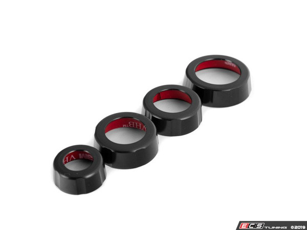 Audi B8 Billet Aluminum Control Ring Kit - NOTCHED - Black Anodized