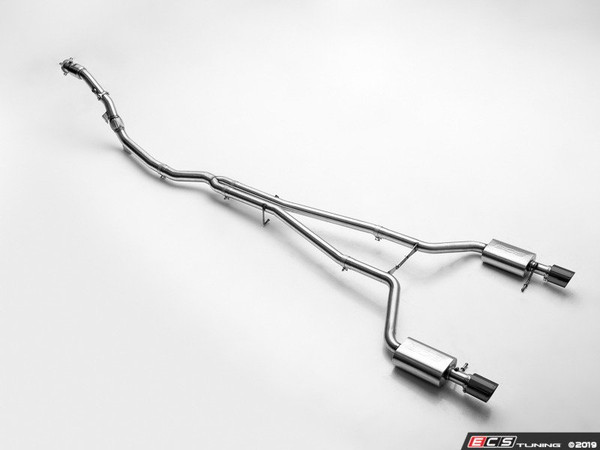 Audi B7 A4 2.0T Turbo Back Exhaust System - Black Chrome 4" Tips