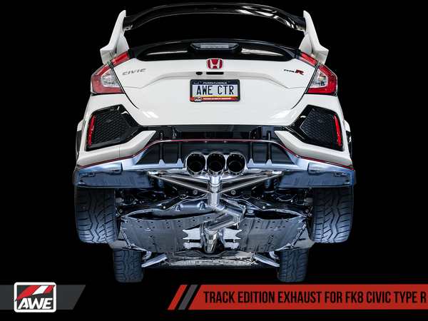 AWE Track Edition Exhaust for FK8 Civic Type R (includes Front Pipe) - Triple Chrome Silver Tips