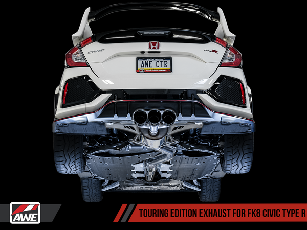 AWE Touring Edition Exhaust for FK8 Civic Type R (includes Front Pipe) - Triple Chrome Silver Tips