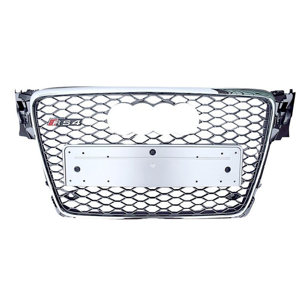 Audi RS4 Honeycomb Front Grille - Silver | (2009-2012) B8 A4/S4 - EuroSport Tuning