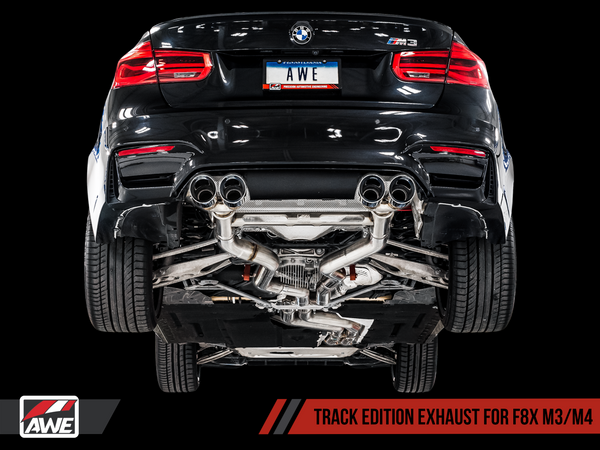 AWE Non-Resonated Track Edition Exhaust for BMW F8X M3 / M4 -- Carbon Fiber Tips