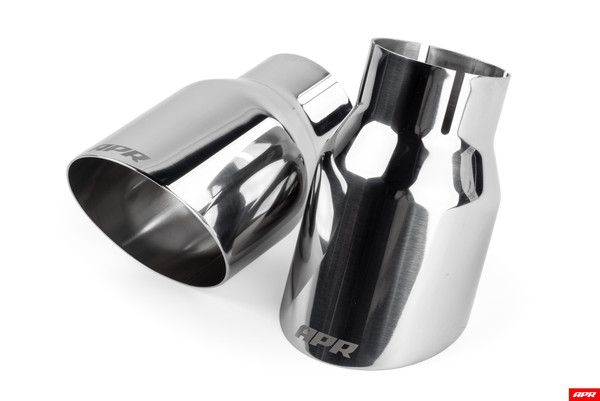 APR Slash-Cut Single-Walled 3.5" Polished Silver Tips - Set of 2