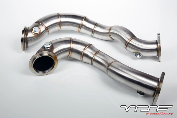 VRSF 3" Stainless Steel Brushed Catless Downpipes N54 07-11 BMW 335Xi E90/E92