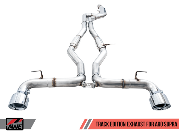 AWE Non-Resonated Touring Edition Exhaust for A90 Supra - 5 Chrome Silver Tips"