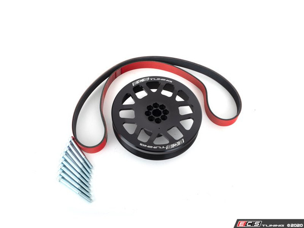 Audi 3.0T Performance Overdrive Crank Pulley With ECS Performance Kevlar Reinforced Supercharger Belt- 187.3mm - For Use As Crank Pulley Only Upgrade