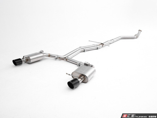 Audi B8 A4 2.0T Non-Resonated Cat-Back Valved Exhaust System - Dual Exit Dual 4.0" Tips - Black Chrome