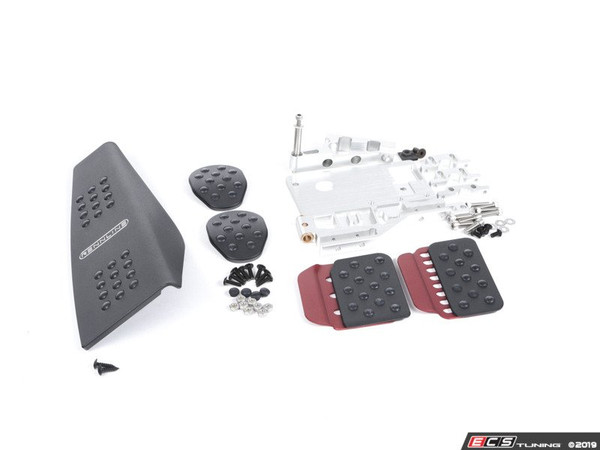 4 Piece Pedal Set - Rubber Grip - Black Pedals / Red Extensions