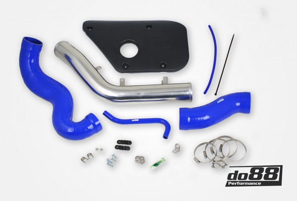 Volvo S60 V60 V70 T6 Inlet pipe, Blue hoses, Plastic cover