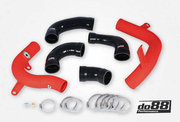 AUDI / VW - 1.8 / 2.0 TSI (MQB) OEM IC Pressure pipes (Red) with Black hoses