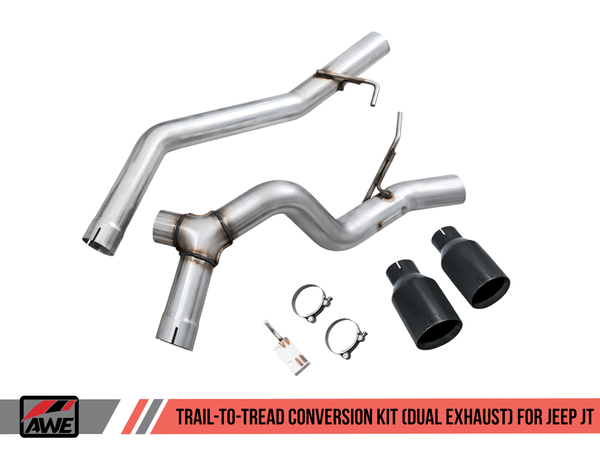 AWE Trail-to-Tread Conversion Kit (Dual Exhaust) for Jeep JT 3.6L - Diamond Black Tips
