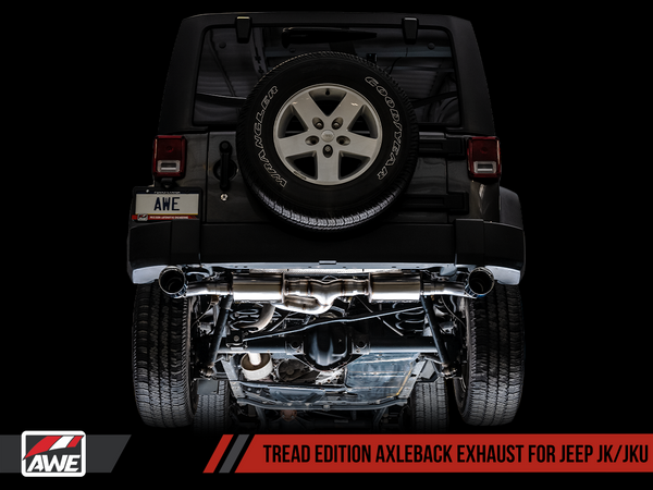 AWE Tread Edition Axleback Dual Exhaust for Jeep JK/JKU 3.6L - Chrome Silver Tips