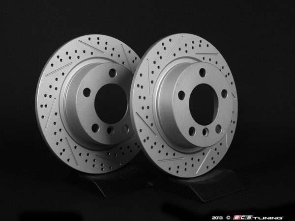 Rear Cross Drilled & Slotted Brake Rotors - Pair 11.02" (280x10) | ES2539370