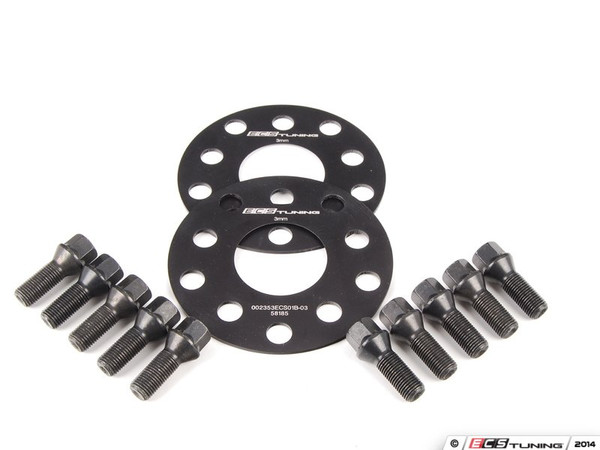 ECS Wheel Spacer & Bolt Kit - 3mm With Black Conical Seat Bolts | ES2748239