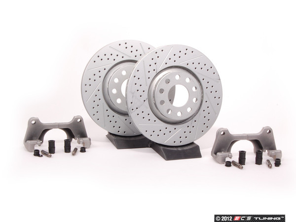 Front Big Brake Kit - Stage 1 - Cross Drilled & Slotted Rotors (312x25) | ES1406
