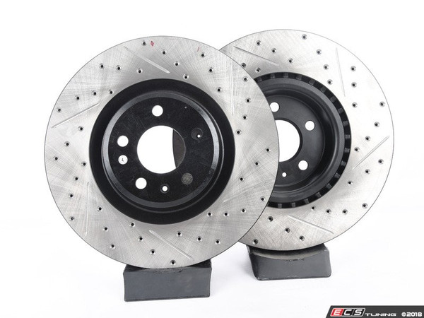 Front V4 Cross Drilled & Slotted Brake Rotors - Pair (345x30) | ES3537748