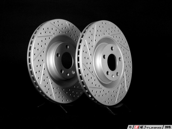 Front Cross Drilled & Slotted Brake Rotors - Pair (345x30) | ES2189763