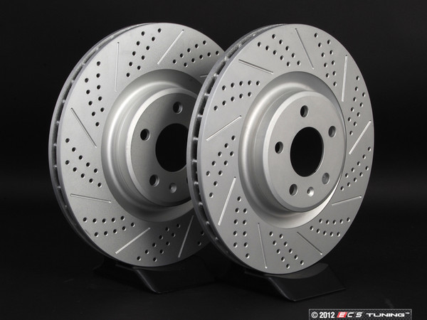 Front Cross Drilled & Slotted Brake Rotors - Pair (345x30) | ES2189931