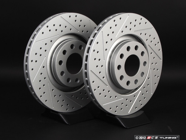 Front Cross Drilled & Slotted Brake Rotors - Pair (321x30) | ES2189958