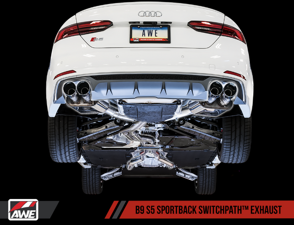 AWE Audi B9 S5 Sportback SwitchPath? Exhaust - Non-Resonated (Silver 90mm Tips)