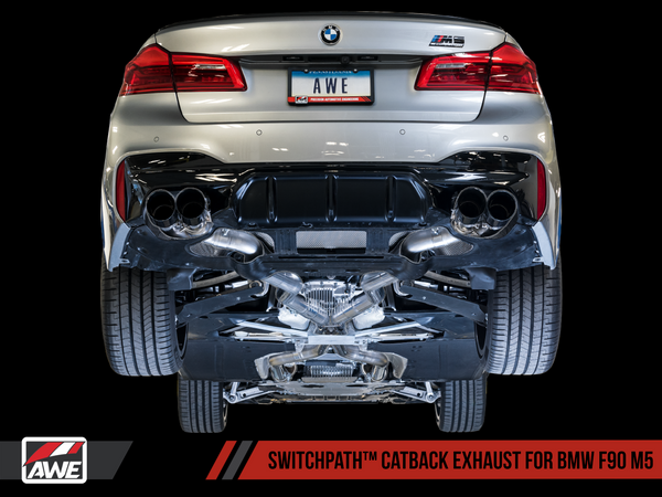 AWE SwitchPath? Axle-Back Exhaust for BMW F90 M5 - Chrome Silver Tips