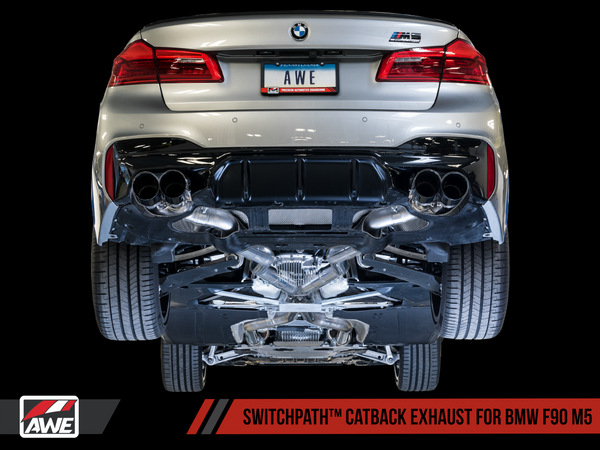 AWE SwitchPath? Cat-Back Exhaust for BMW F90 M5 - Chrome Silver Tips