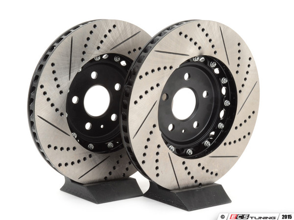 Front Cross-Drilled & Slotted 2-Piece Semi-Floating Brake Rotors - Pair (340x30)