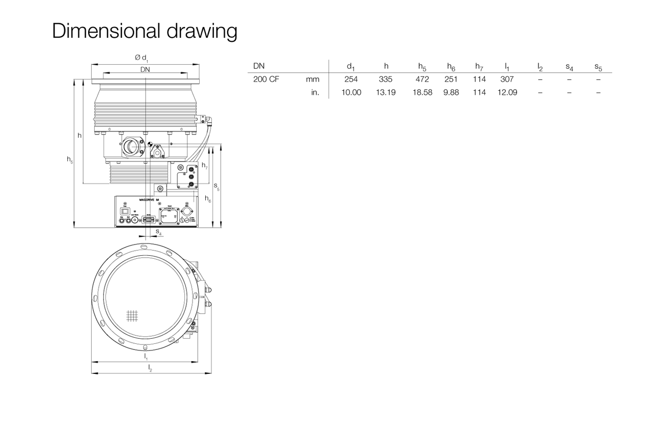 TURBOVAC MAG W 1300 iP - DN 200 CF - Profibus with Bottom Frequency converter position