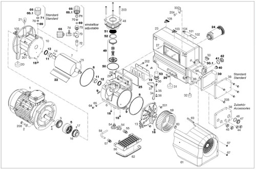 Rietschle VCX 200/300 Overhaul Kit - 1029360103 - OEM Equivalent