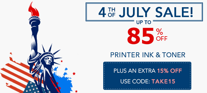 Printer ink and toner sale - 15% off coupon plus free shipping offer