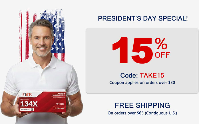 Printer ink and toner sale - 15% off coupon -orders over $30 plus free shipping over $65