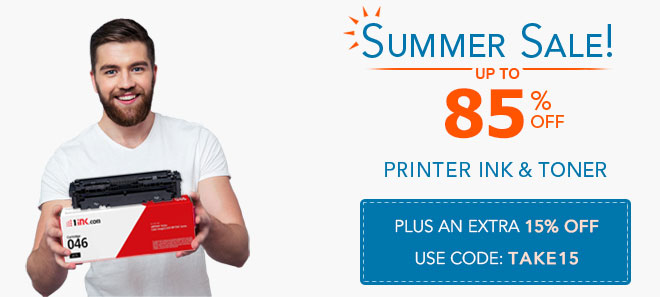 Printer ink and toner sale - 15% off coupon plus free shipping offer