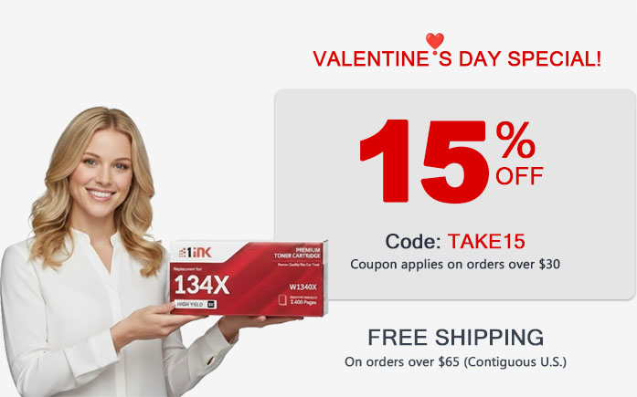 Printer ink and toner sale - 15% off coupon -orders over $30 plus free shipping over $65