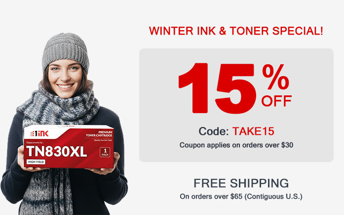 Printer ink and toner sale - 15% off coupon -orders over $30 plus free shipping over $65