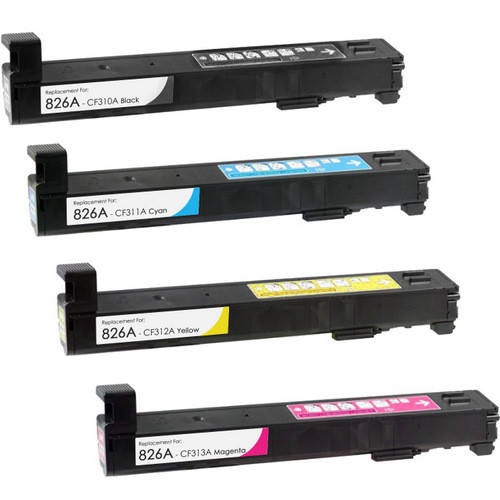 HP 826A Toner Cartridge High Yield Combo Pack. Includes 1 Black, 1 Cyan, 1 Magenta and 1 Yellow