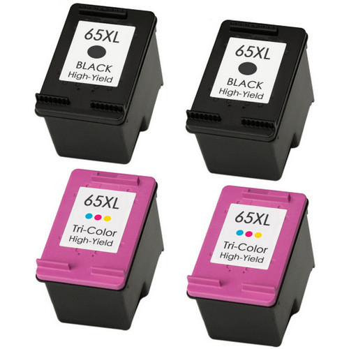 HP 65XL Ink Cartridge Set, 2 Black and 2 Color Ink Cartridges