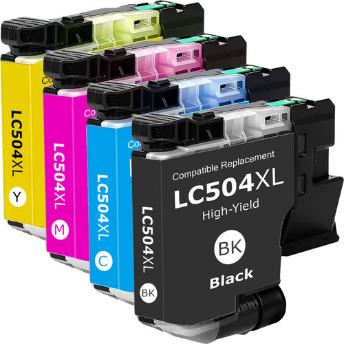Brother LC504XL ink cartridges, high yield, 4-pack: 1 black, 1 cyan, 1 magenta, 1 yellow