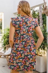 floral ruffled sleeve dress