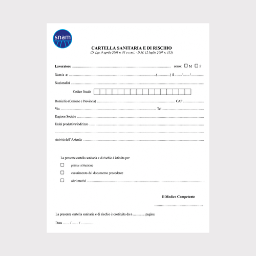 MAT.C1 Cartelletta sanitaria e di rischio 50 pz.