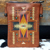 Tan Aztec  American Bling Crossbody Bag Cell Phone Pouch