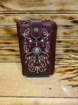 Burgundy American Bling Phone and Wallet Clutch