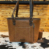 Chestnut Brown Tote with Cross Stitching and Matching Wallet