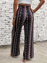 Multicolored Printed High Waist Wide Leg Pants