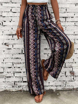 Multicolored Printed High Waist Wide Leg Pants