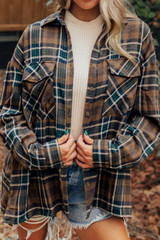 Brown Plaid Long Sleeve Shirt