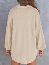 Khaki Waffle-Knit Long Sleeve Sweatshirt