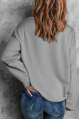 Grey Crew Neck Ribbed Oversized Sweatshirt