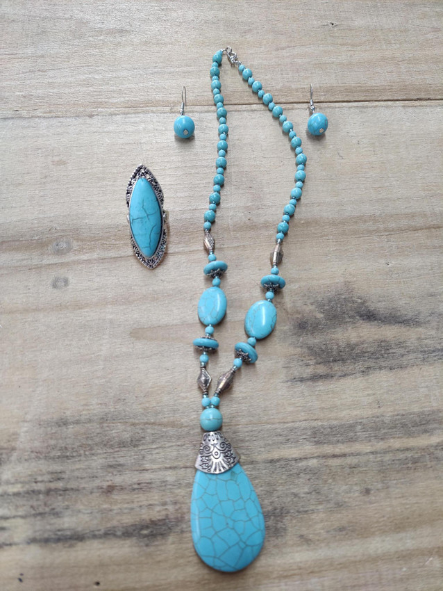 Turquoise Tear Drop Set 3pc